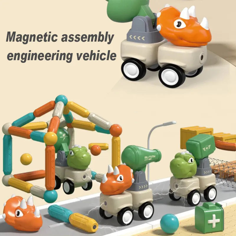 Magnetic suction dinosaur car