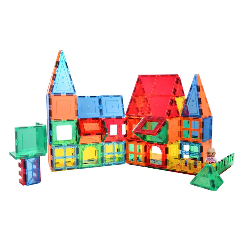 100 PCS Eco-friendly coloful gift box free play educational Magnetic Tiles Building Block Toys for baby