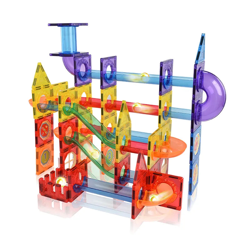 Puzzle toy magnet block set with 110 transparent luminous pipes