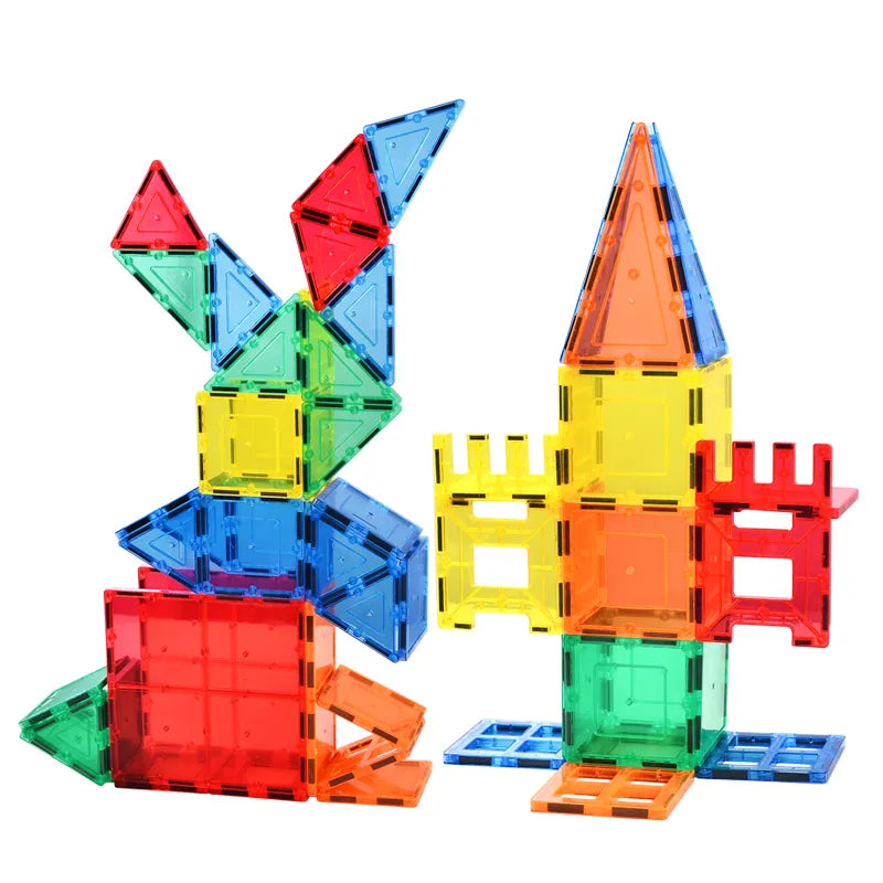 100 PCS Eco-friendly coloful gift box free play educational Magnetic Tiles Building Block Toys for baby