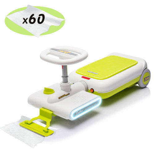 12V Cleaning Go Kart For Kids,55W Motor,Front with mop for cleaning,Length can extended by 6cm,Built in music and lighting functions,Provide a speed of 1.86-2.49MPH for kids aged 3-6 years old.