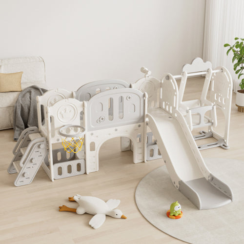 Toddler Slide, Kids Slide for Toddlers Age 1-4, 11in 1 Baby Slide Outdoor Indoor Playground with Basketball Hoop and Extra long aisle, Strong swing,Sturdy and Easy Assembly Toddler Playset, Ideal Todd